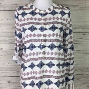 Loft Blue and White Patterned Women's Top